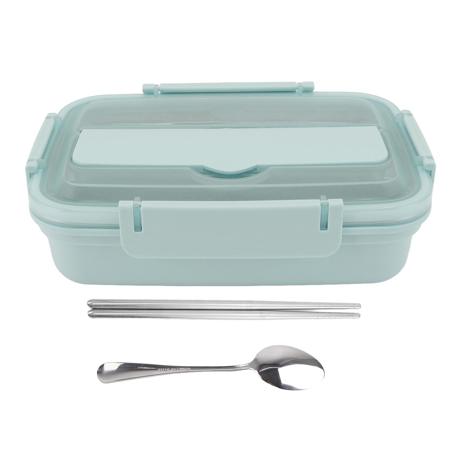 Brotdose 3 Fächer 304 Edelstahl Kunststoff Passendes Löffel Essstäbchen Tragbares Mittagessen L von Joom DACH