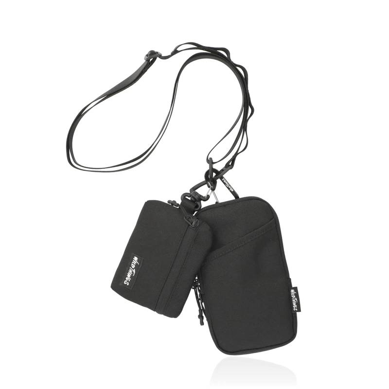 Brustbeutel 2er Set mit Riemen Handytasche Münzbörse Smartphone Aufbewahrung Schwarz [Wild Things] WT-380-3405 Herren schwarz von Joom DACH