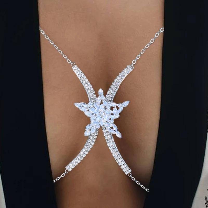 Brusthalterung Doppelanhänger Herz BH Kette Halskette Körperschmuck Strass Top Mode Geschenk Strand Bikini Bademode 2022 Damen China von Joom DACH