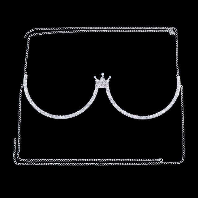 Brusthalterung Doppelanhänger Herz BH Kette Halskette Körperschmuck Strass Top Mode Geschenk Strand Bikini Bademode 2022 Damen China von Joom DACH