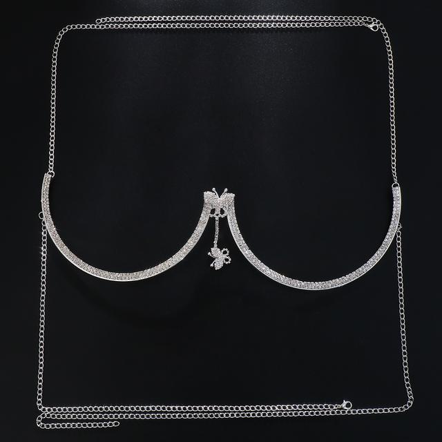 Brusthalterung Doppelanhänger Herz BHs Kette Halskette Körperschmuck Strass Top Mode Geschenk Strand Bikini Bademode Frauen von Joom DACH