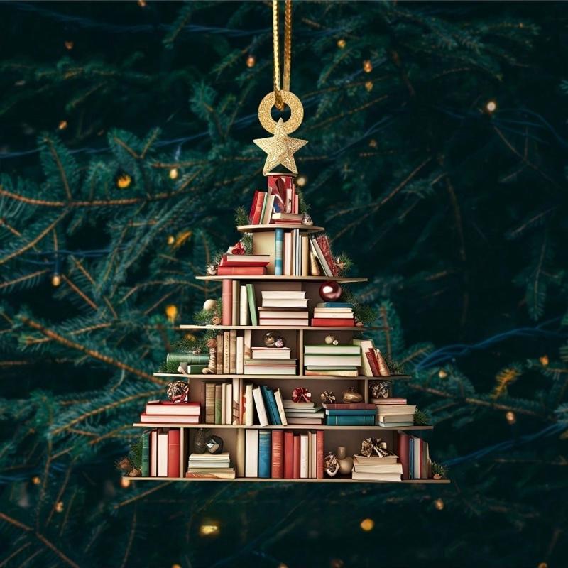 Buchclub, Weihnachtsbaumschmuck Weihnachts-Buchornamente, Gestapelte Buchornamente, Weihnachtsbaumschmuck für Buchliebhaber, Geschenke für Buchliebhaber 1PC Christmas Tree von Joom DACH
