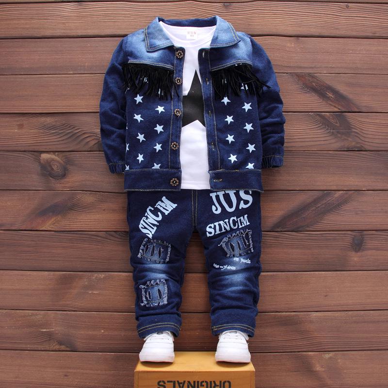 Buchstaben Daunenjacken Tops + Hosen 3-teiliges Set Outfit Kinder Jungen Tücher Hosen Elovodoo Kids Kinder Jungen 80cm blau von Joom DACH