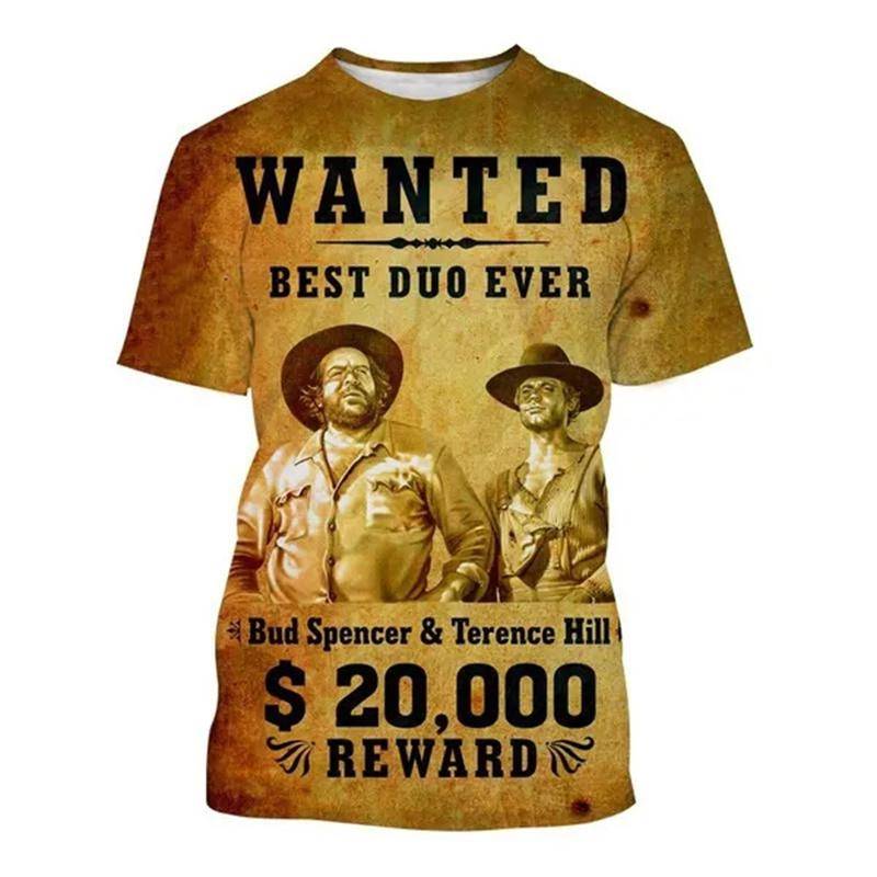 Bud Spencer Terence Hill 3D-bedruckte T-Shirts für Herren und Damen, Mode, Streetwear, übergroßes kurzärmeliges T-Shirt, Y2K, Unisex-Kleidung 5XL von Joom DACH