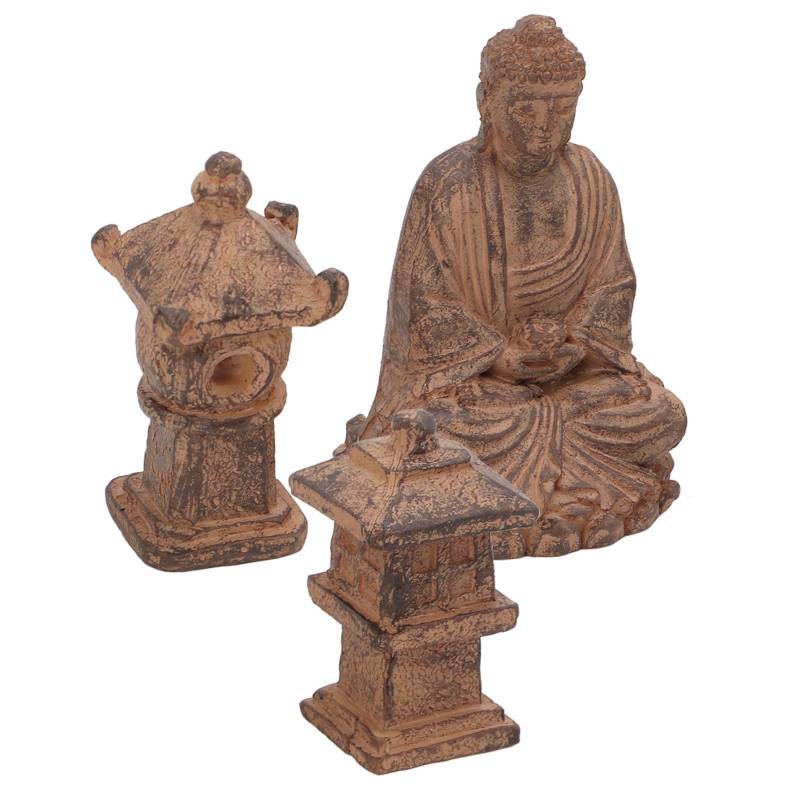 Buddha Statue Meditation Sitzend Handbemalt Kleine Buddha Statue mit Leuchtturm für Zuhause Büro von Joom DACH