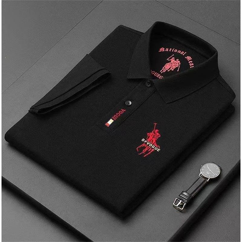 Bügelfreies Business Casual Poloshirt mit Stickerei für Herren L schwarz von Joom DACH