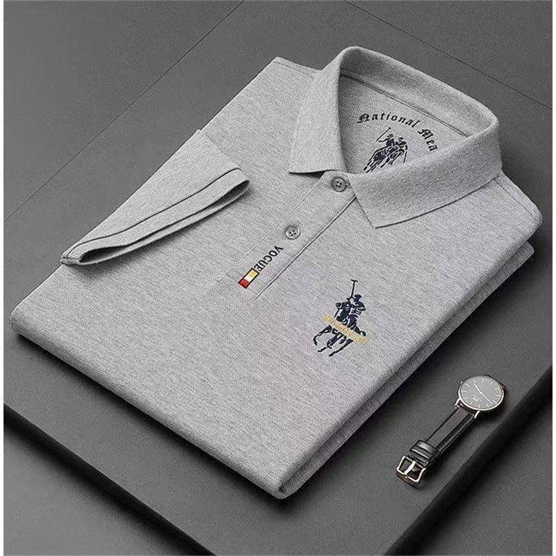 Bügelfreies Business Casual Poloshirt mit Stickerei für Herren M grau von Joom DACH