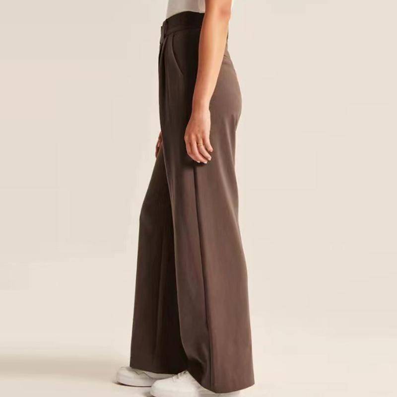 Büro Hosen Herbst Hohe Taille Breite Bein Hosen Mit Gürtel Breite Bein Hosen Street Work Hosen Tasche Jogger 28425 5XL dunkelbraune von Joom DACH