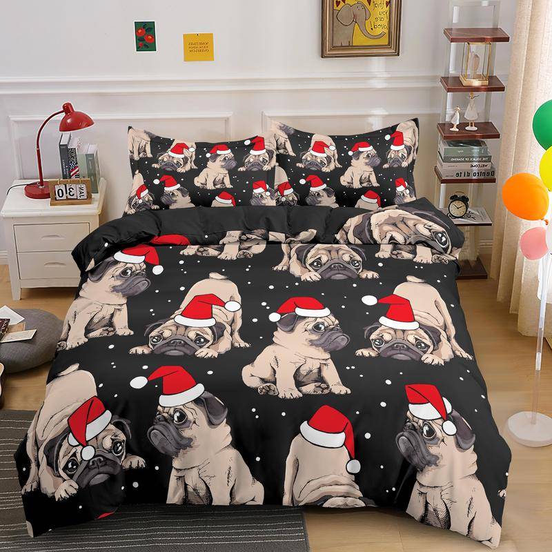 Bulldog Bettwäscheset Haustier Tier Hund Bettbezug für Kinder Erwachsene Bettwäsche Bezüge Bettdecken-Sets Niedliche Bettlaken EU single(135x200cm) von Joom DACH