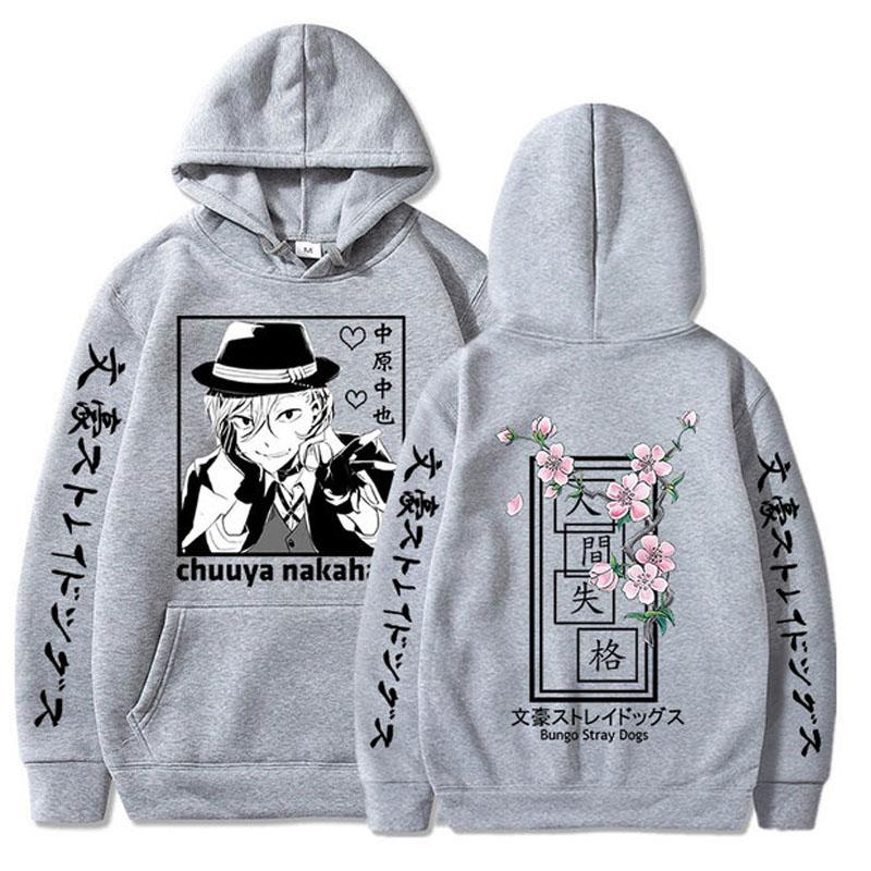 Bungo Stray Dogs Anime Hoodies Chuuya Nakahara Sweatshirts Übergroße Harajuku Herren Hoodies Langarm Pullover Cartoon Sweatshirt M grau von Joom DACH