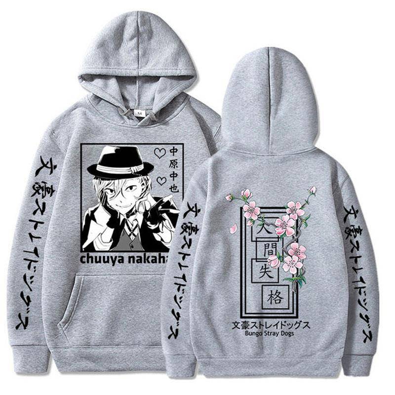 Bungo Stray Dogs Anime Hoodies Chuuya Nakahara Sweatshirts Übergroße Harajuku Herren Hoodies Langarm Pullover Cartoon Sweatshirt M grau von Joom DACH