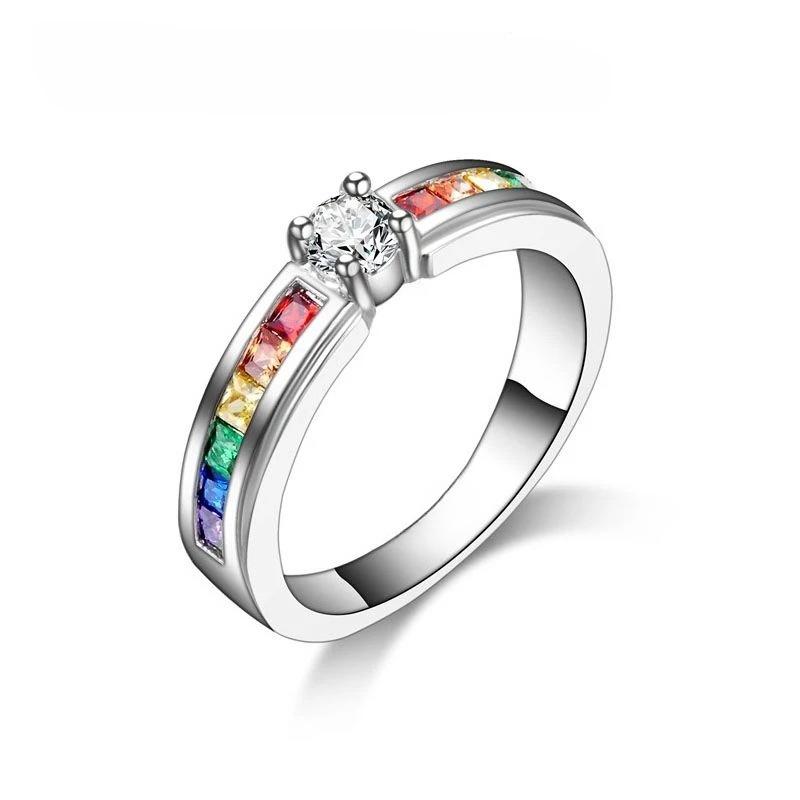 Bunte Accessoires Damen Bunte Ringe, Modische Regenbogenringe, Personalisierte Damen-Accessoires Vielseitig für den täglichen Gebrauch 7 bunt von Joom DACH