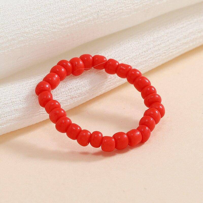 Bunte Candy Farbe Rocailles Elastische Einstellbare Ring Koreanische Nette Handgemachte Gewebte Ringe für Frauen Mädchen Schmuck Joyeria Mujer von Joom DACH