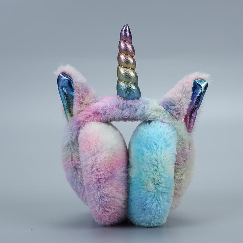 Bunte Einhorn Flauschige Ohrenklappen Kinder Kinder Lieblich Cartoon Ohrenwärmer Mützen Weiches Plüsch Stirnband Fell Kopfhörer Ohrenschützer von Joom DACH