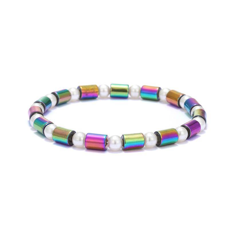 Bunte Hämatit-Energie-Magnete-Armband-Fußkettchen-Frauen-bunter Stein-Magnettherapie-Gesundheitswesen-Armband-Charme-Schmuck style2 von Joom DACH