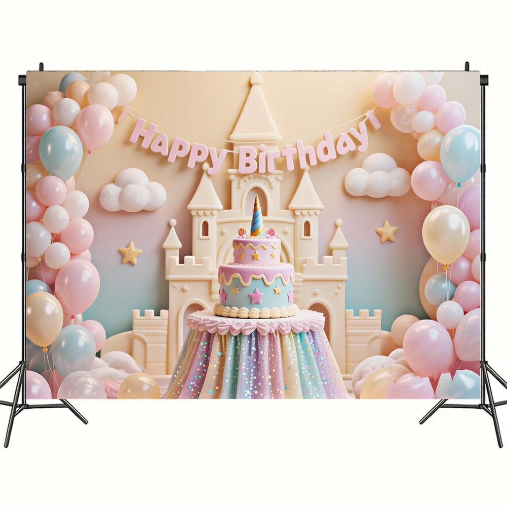 Bunte Happy Birthday Wandteppich Luftballons Regenbogen Kinder Mädchen Geburtstagsdekoration Banner Baby Party Hintergrund Foto Requisiten 150*100cm/59*39in/5*3ft von Joom DACH