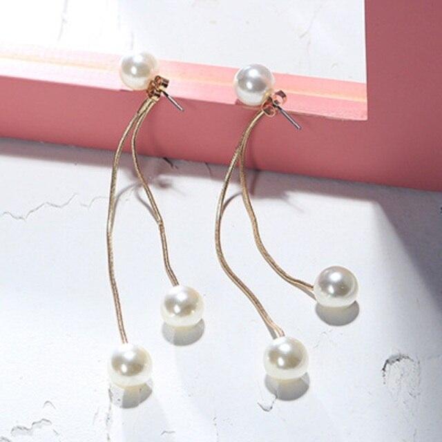 Bunte L 925 Sterlingsilber Trend Simulationsperle Lange Ohrringe Hochzeit Anhänger Ohrringe Mode Koreanischer Schmuck Ohrringe von Joom DACH