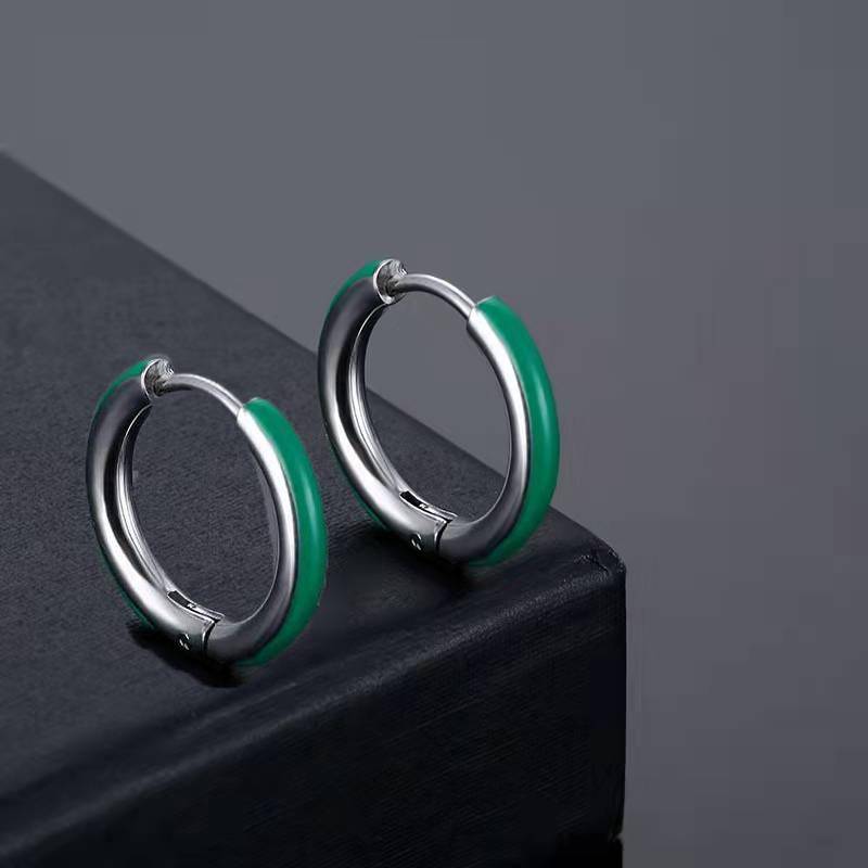 Bunte Tropfen Creolen Schmuck Geschenk Damen Herren Edelstahl Titan Stahl Gothic Boucle grün/silber von Joom DACH