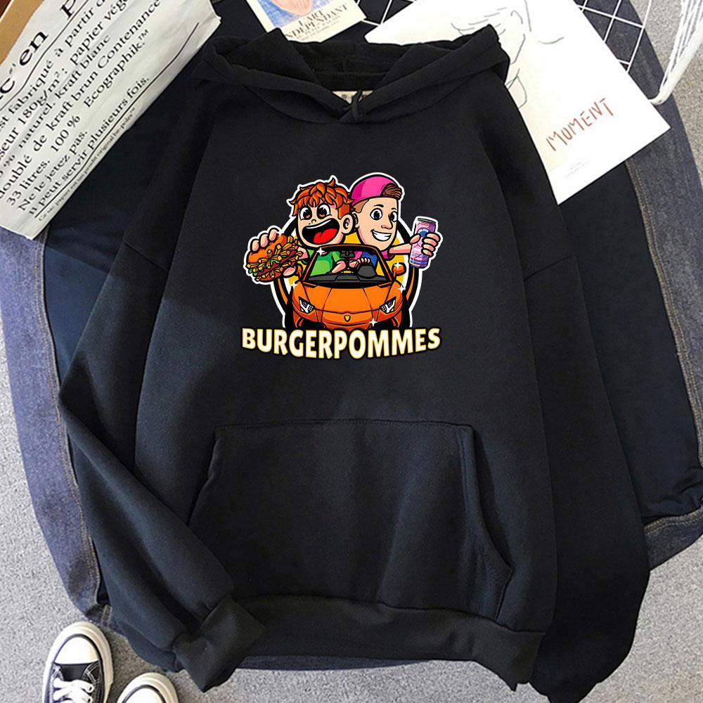 Burgerpommes Icrimax Graphic Hoodies Bequeme Casual Hip Hop Streetwear Unisex Männer/Frauen Fleece Sweatshirts Print Hoody L schwarz von Joom DACH
