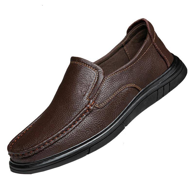 Business Casual Lederschuhe Herren Erste Schicht Rindsleder Abdeckung Füße Ein Pedal Doudou Schuhe Herrenschuhe 45 von Joom DACH