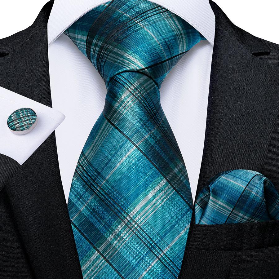 Business-Krawatte für Herren, karierte Krawatten, formelle Seidenkrawatte, handliches Manschettenknopf-Set für Männer, formelle Krawatte Dibangu N-7043 von Joom DACH