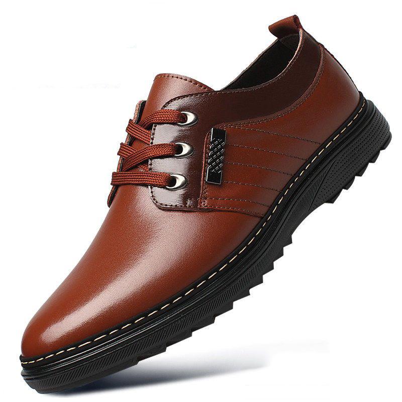Business Lederschuhe Herren Gepolsterte Rutschfeste Casual Soft Bottom Koreanische Version der Schuhe Herren 44 braun von Joom DACH