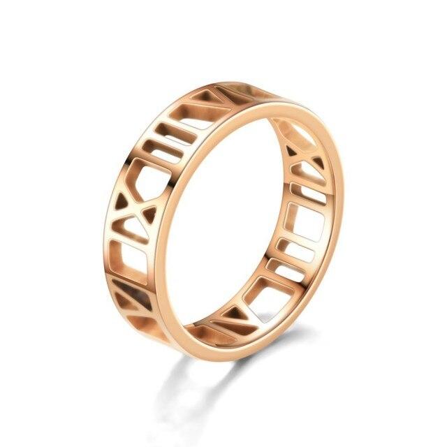 Bxzyrt Römische Ziffern Edelstahlring für Damen Herren Klassische Roségoldfarbe Lässige Partnerringe Schmuck Jubiläumsgeschenke 10 hellrosa von Joom DACH