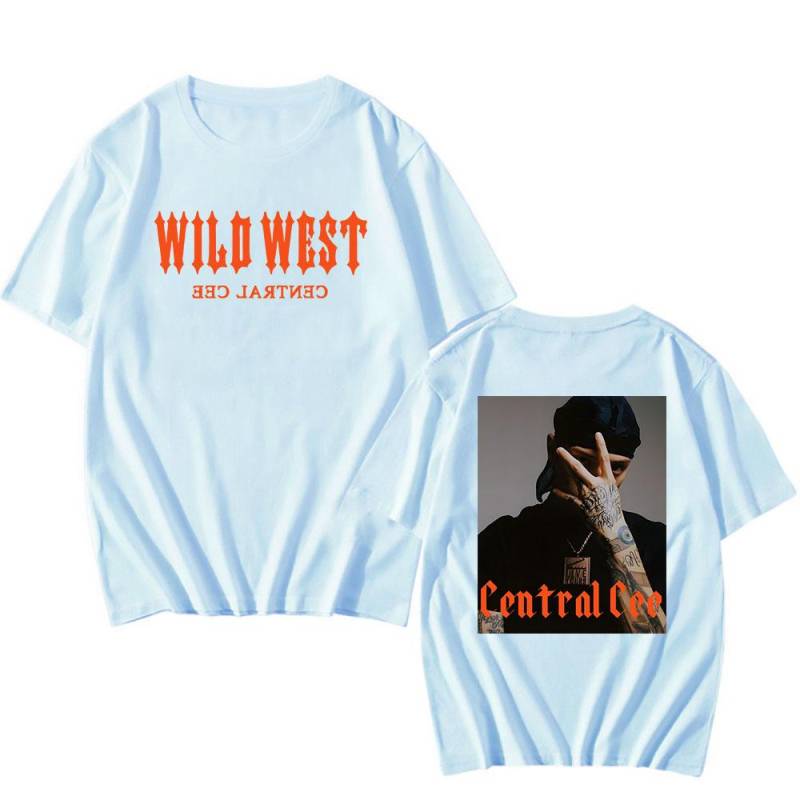 CENTRAL CEE Wild West Album T-Shirts Rapper Grafik Hip Hop Streetwear Sommermode Baumwolle T-Shirts Männer Frauen Kleidung M von Joom DACH