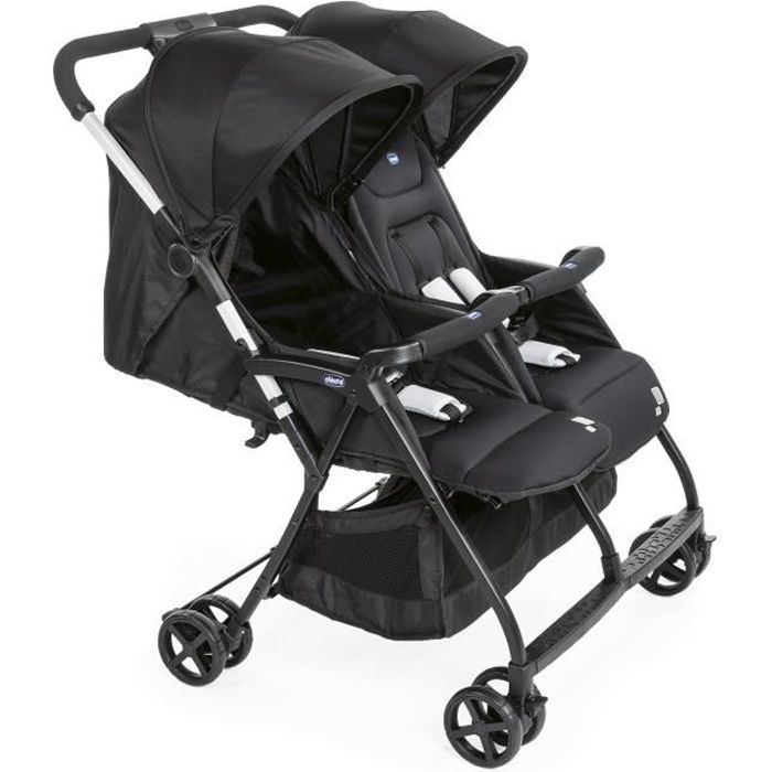 CHICCO Kompakter Doppelkinderwagen Ohlala Twin - Ab Geburt - Bis 15 kg - 78 cm breit - Sicherheitsbügel - Black night schwarz von Joom DACH