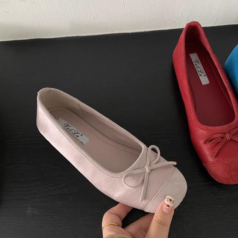 CNMR Elegante Schleife Ballerina Frau Flache Runde Zehenbequem Bequeme Damen Leder Slipper Einzelne Schuhe 40 violett von Joom DACH