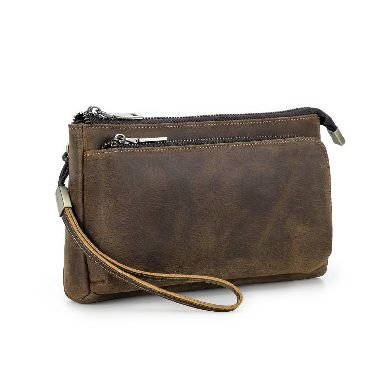 CONTACT'S Echtes Leder Männer Kupplung Taschen Hohe Qualität Vintage Kupplung Brieftaschen Telefon Taschen Tragbare Männliche Reisetaschen kaffeebraun von Joom DACH