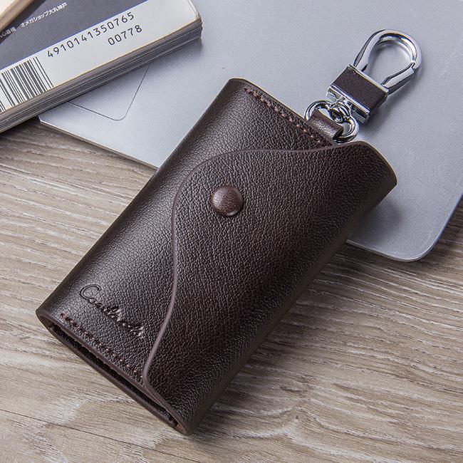 CONTACT'S Herren-Schlüsseletui aus echtem Leder, männliche Haushälterin, Schlüsselhalter für Herren, Schlüsselanhänger kaffeebraun von Joom DACH