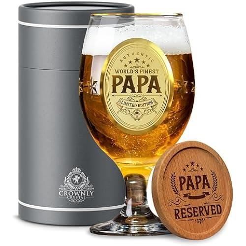 CROWNLY CRYSTAL® Geschenkidee Personalisiertes Bierglas Geburt Weihnachtsgeschenk für Papa Geburtstag Mann Originell von Joom DACH