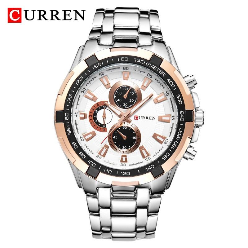 CURREN Marke Luxus Uhren Männer Sport Business Casual Quarz Armbanduhren Militär Armbanduhr wasserdicht 8023 weiß/gold von Joom DACH
