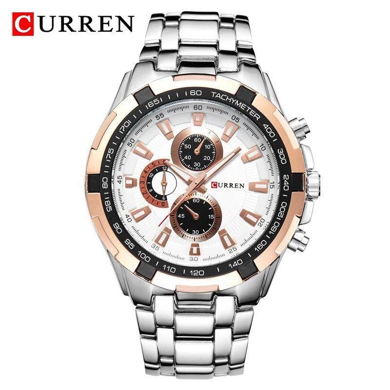 CURREN Marke Luxus Uhren Männer Sport Business Casual Quarz Armbanduhren Militär Armbanduhr wasserdicht 8023 weiß/gold von Joom DACH