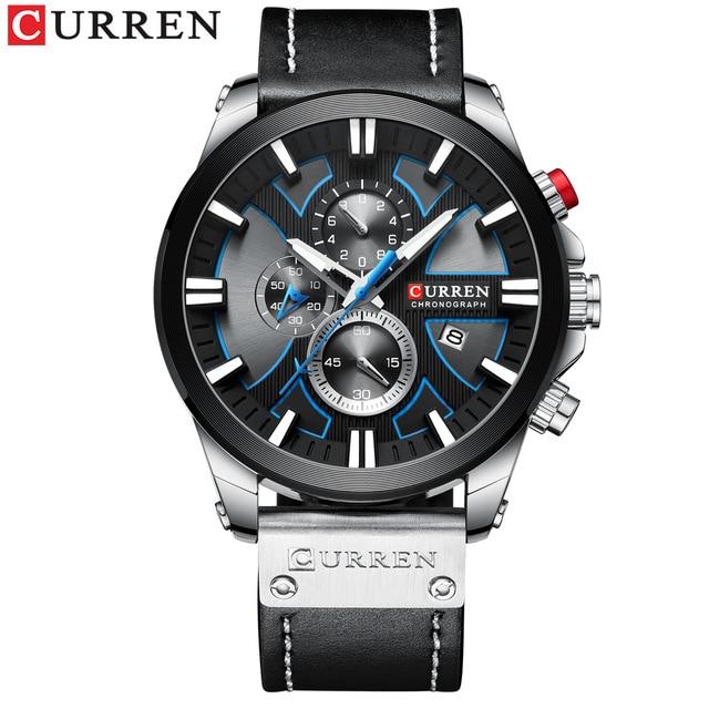 CURREN Mode Chronograph Uhr Männer Leder Uhr Casual Sport Uhren für Männer Quarz Armbanduhr M8346 blau von Joom DACH
