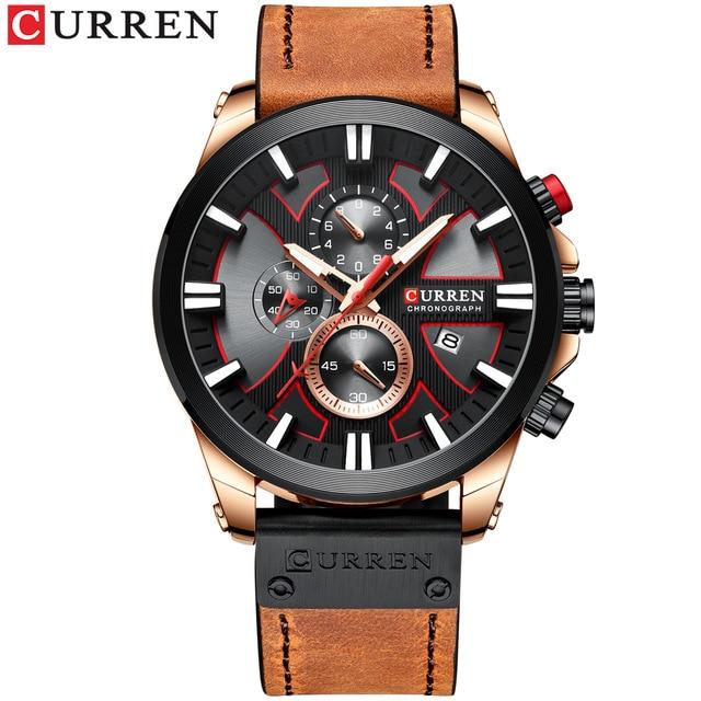 CURREN Mode Chronograph Uhr Männer Leder Uhr Casual Sport Uhren für Männer Quarz Armbanduhr M8346 braun von Joom DACH