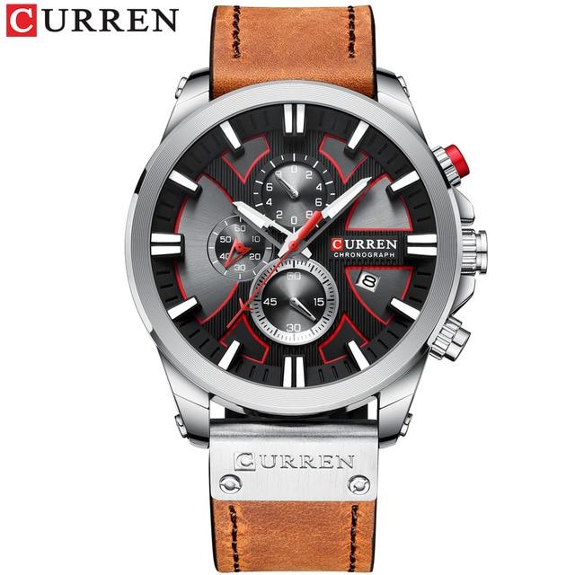 CURREN Mode Chronograph Uhr Männer Leder Uhr Casual Sport Uhren für Männer Quarz Armbanduhr M8346 elfenbein von Joom DACH