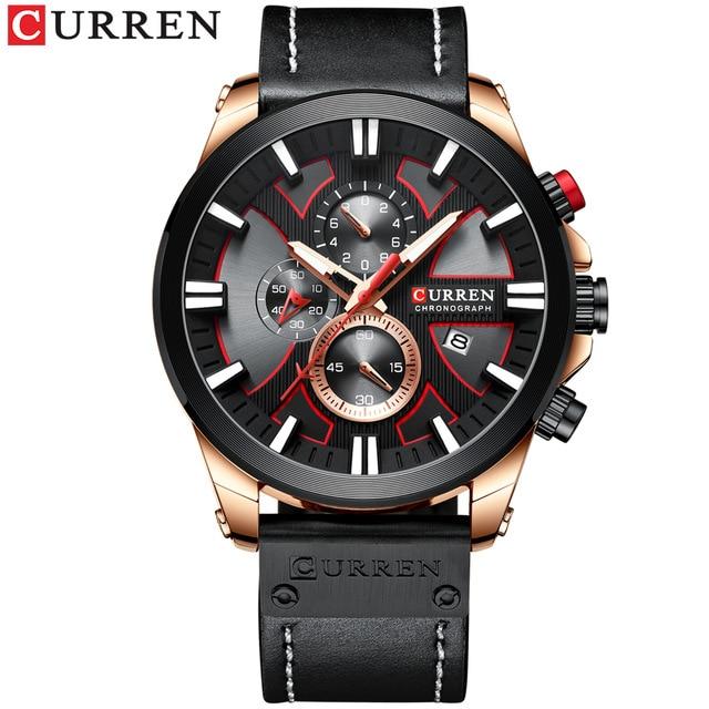 CURREN Mode Chronograph Uhr Männer Leder Uhr Casual Sport Uhren für Männer Quarz Armbanduhr M8346 schwarz von Joom DACH
