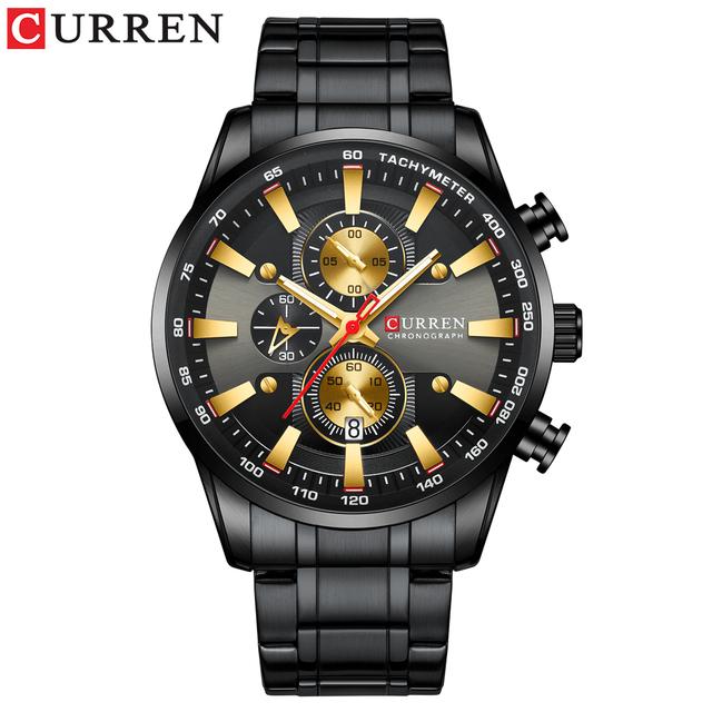 CURREN Mode Top Marke Sport Uhr Männer Edelstahl Chronograph Armbanduhr Männliche Uhr Auto Datum Casual Business Uhr Reloj grau von Joom DACH