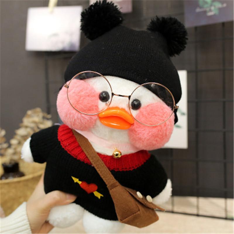 Cafe Duck, 30 cm, kleine gelbe Ente, süßes Kissen, Plüschtier, ausgestopfte Puppe mit Brille und Kleidung, süßes Cartoon-Spielzeug CHINA von Joom DACH
