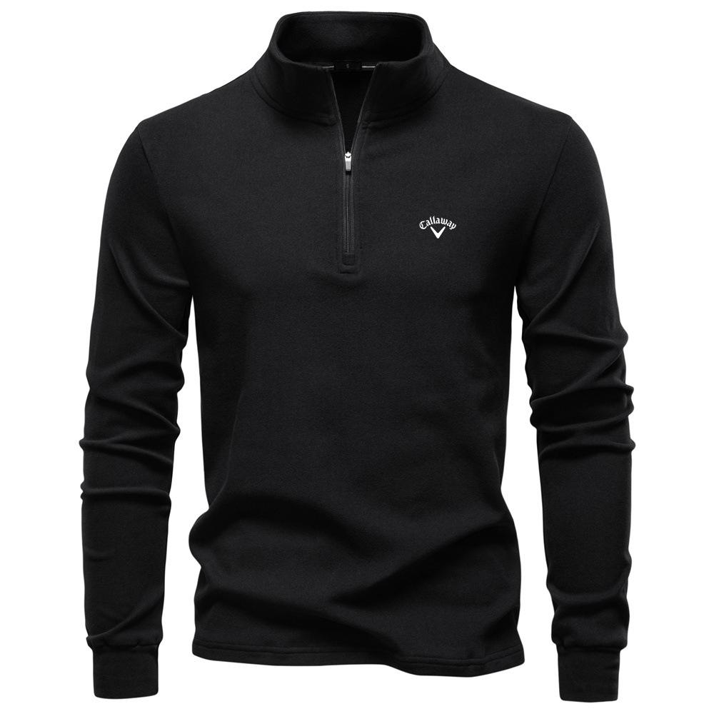 Callaway 2025 Herbst/Winter Bestickt Neu Groß Herren Stehkragen Halber Reißverschluss Langarm Deutsch Samt Warmes Basis-Sweatshirt M von Joom DACH