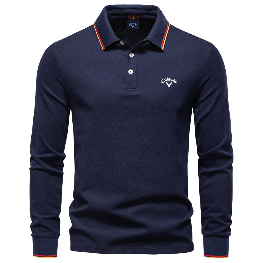 Callaway 2025 Herbst Neu Stickerei Herren Langarm Poloshirt, Einfarbiges Herrenoberteil mit Reverskragen, Vielseitiges Poloshirt für Herren L von Joom DACH