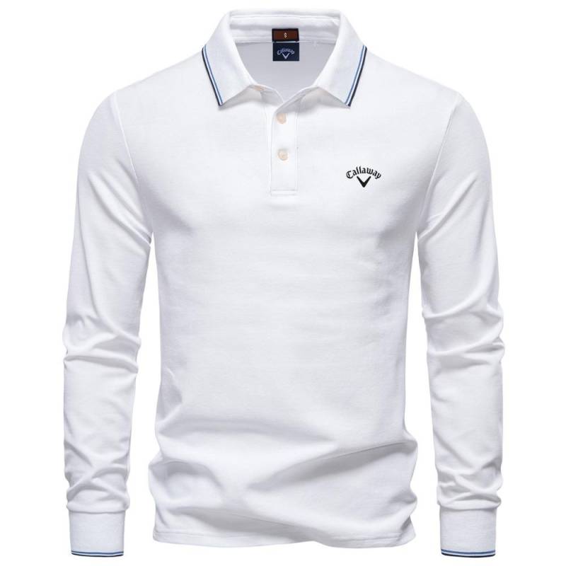 Callaway 2025 Herbst Neu Stickerei Herren Langarm Poloshirt, Einfarbiges Herrenoberteil mit Reverskragen, Vielseitiges Poloshirt für Herren L von Joom DACH