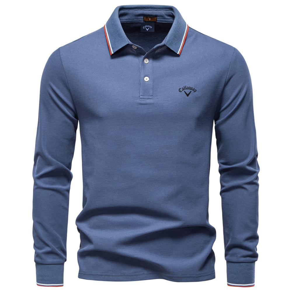 Callaway 2025 Herbst Neu Stickerei Herren Langarm Poloshirt, Einfarbiges Herrenoberteil mit Reverskragen, Vielseitiges Poloshirt für Herren M von Joom DACH
