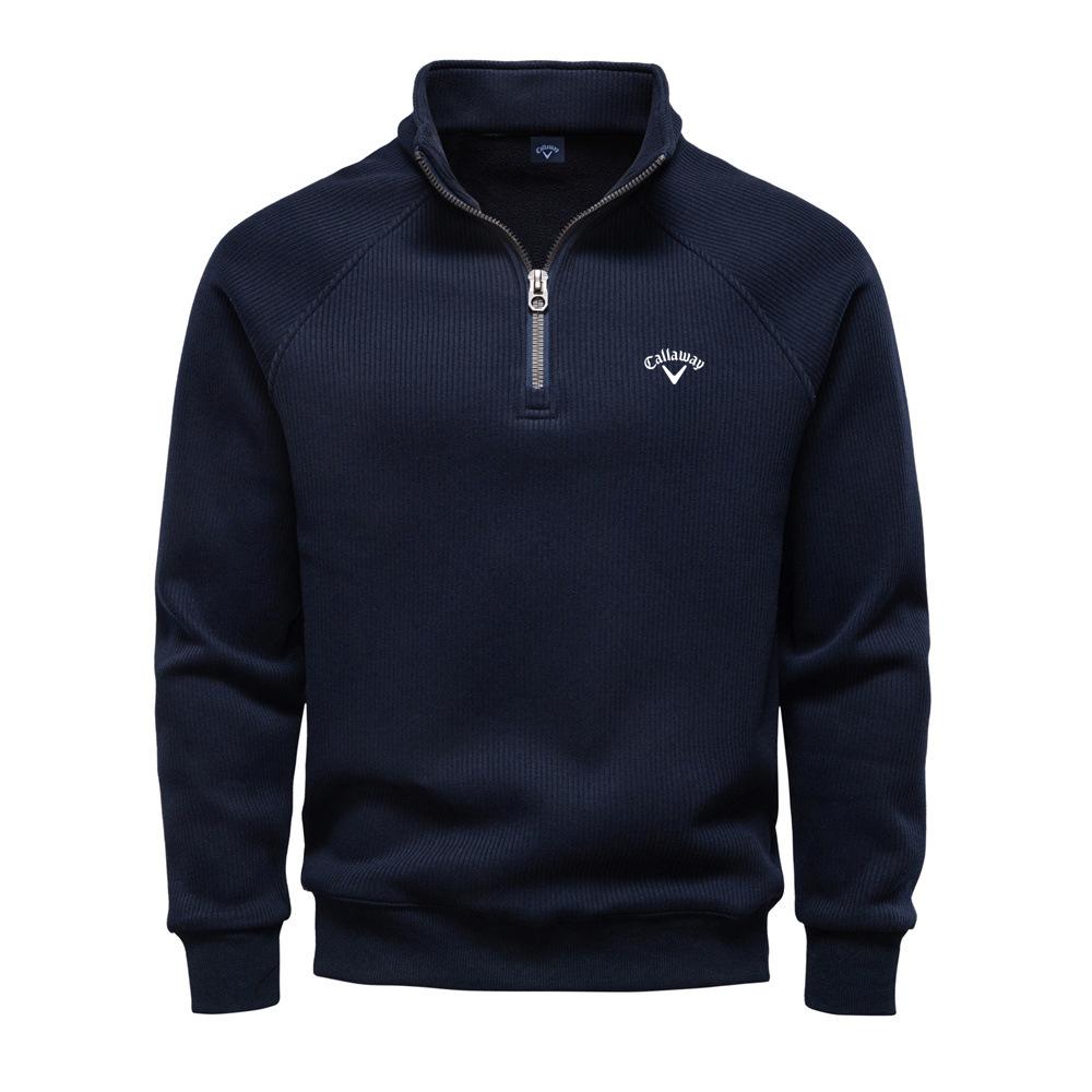Callaway 2025 Neuer Herbst/Winter Stickerei Halber Reißverschluss Hoodie Stehkragen Trendig Vielseitig Plüsch Herren-Hoodie XL von Joom DACH