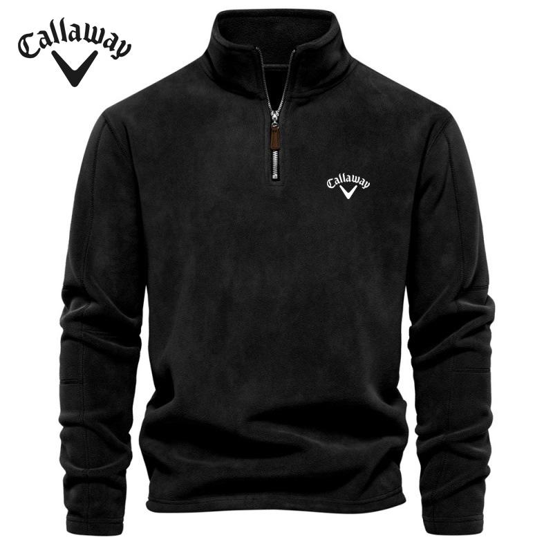 Callaway Besticktes Herren-Sweatshirt für Herbst und Winter, Neuheit, Stehkragen, halber Reißverschluss, langärmelig, trendiges, lässiges Fleece-Oberteil L von Joom DACH