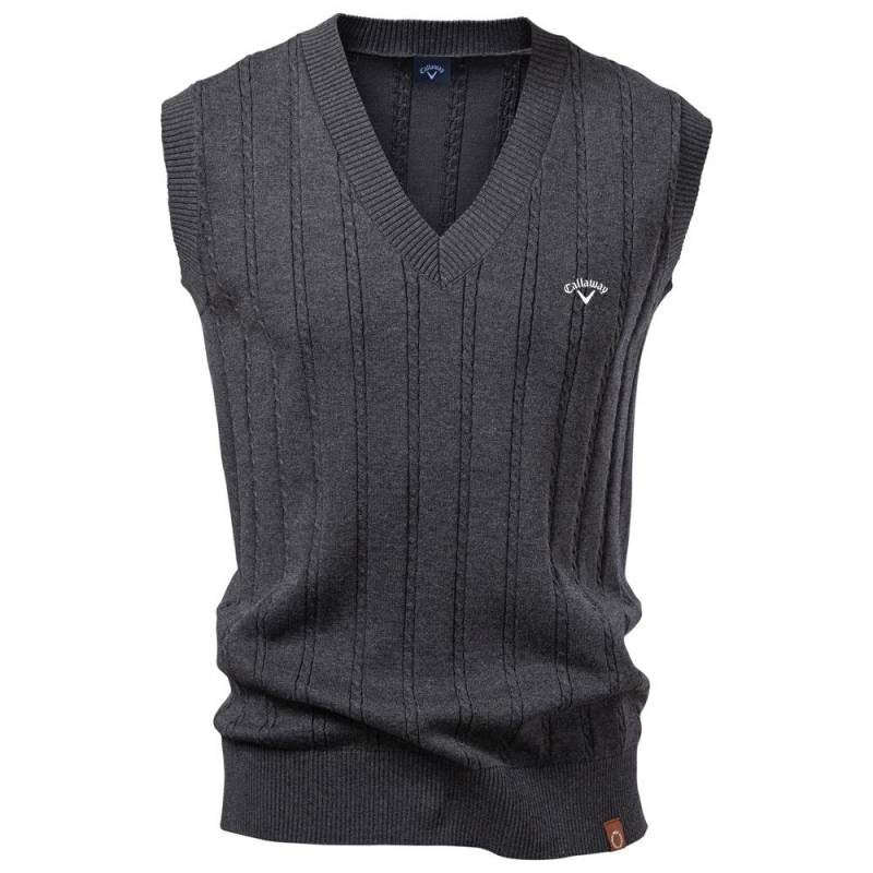 Callaway Stickerei Herbst/Winter 2025 Europäische Größe V-Ausschnitt Krapfen Zopf Strickweste für Herren Business Pullover Weste XL von Joom DACH