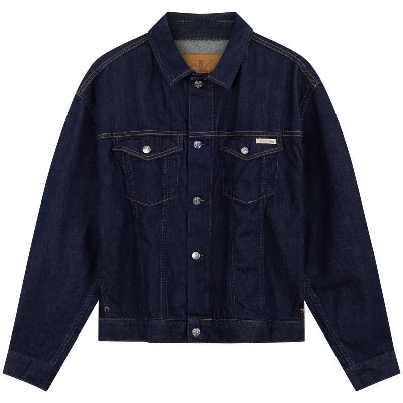 Calvin Klein American Vintage Classic Jeansjacke mit Nieten und Knopfleiste für Herren, Locker geschnitten, Dunkelblau J326391 M von Joom DACH