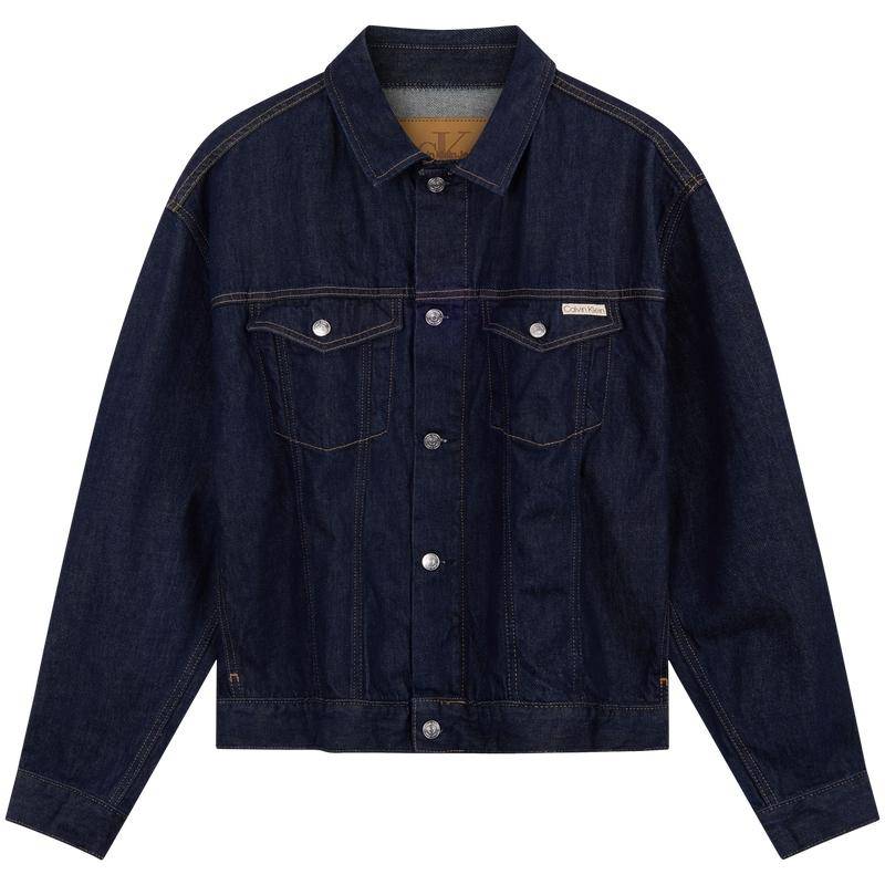 Calvin Klein American Vintage Classic Jeansjacke mit Nieten und Knopfleiste für Herren, Locker geschnitten, Dunkelblau J326391 M von Joom DACH